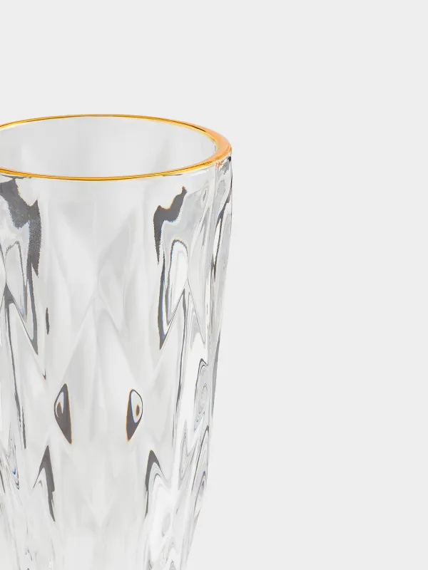 Drinking goblet glass, 170 ml, glass R, with golden edging, Rhomb gold, image-3