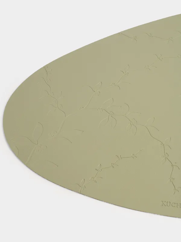 Placemat, 37x45 cm, PVC, shaped, green, Branches with berries, Rock press, image-2