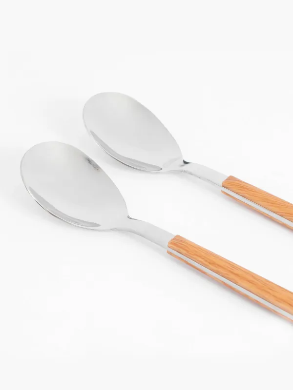 Table spoon, 2 pcs, steel/plastic, brown, Prague, image-2
