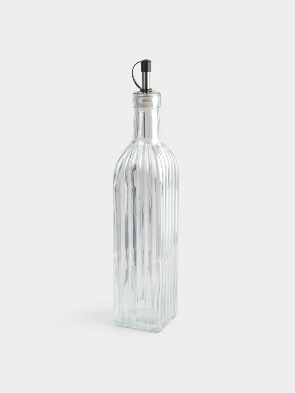 Oil or vinegar bottle, 500 ml, with dispenser, glass / steel, mother of pearl, Ribby polar, image-1