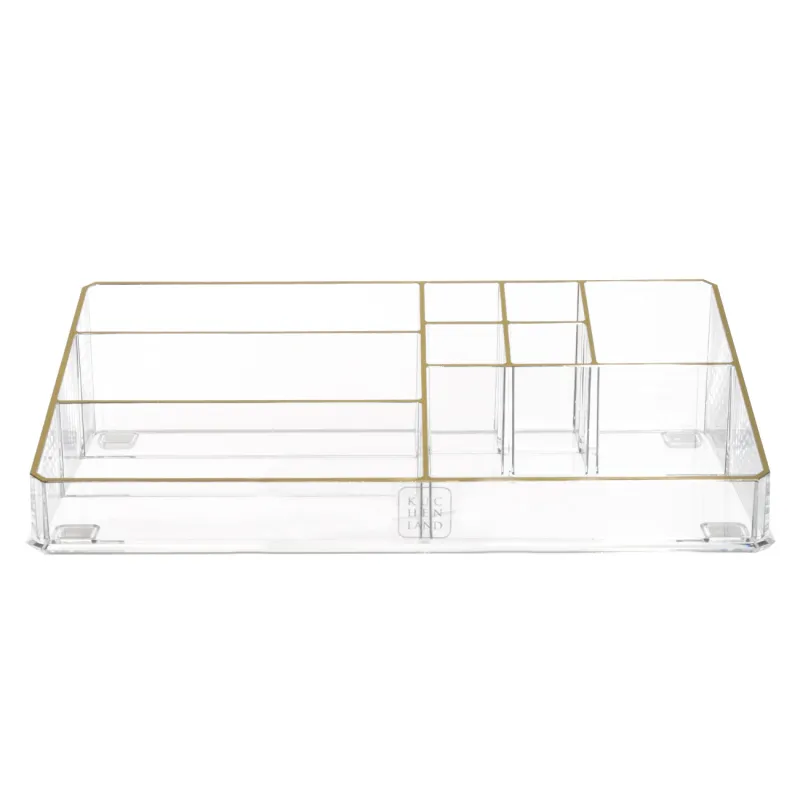Organizer for cosmetics, 28x7 cm, 9 otd, plastic, gold edging, Dorado, image-2