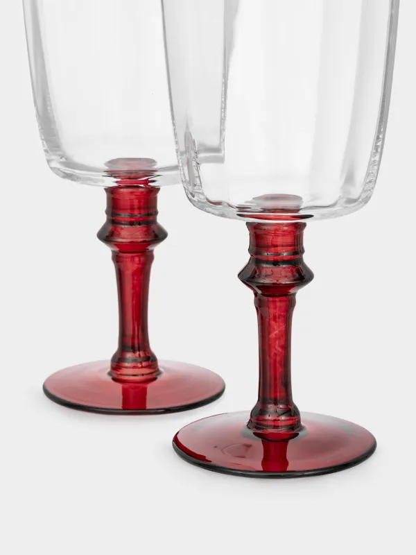 Drinking glass, 340 ml, 2 pcs, glass, red leg, Kalitea, image-3