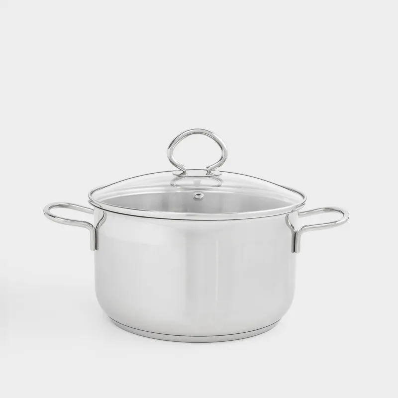 Pan, 20 cm, 3.5 l, with lid, steel / glass, Egoist lite