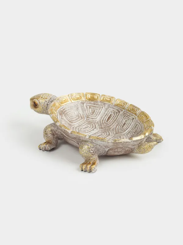 Decorative dish, 23x17x6 cm, polyresin, golden-silver, Turtle, Grand turtle, image-2