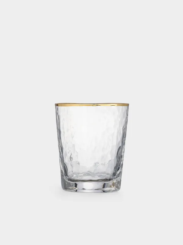 Drinking glass, 10 cm, 380 ml, 2 pcs, glass, golden edging, Triangle Gold, image-2