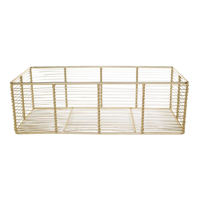 Storage basket, 26x19x14 cm, metal, rectangular, golden, Twist gold, image-0
