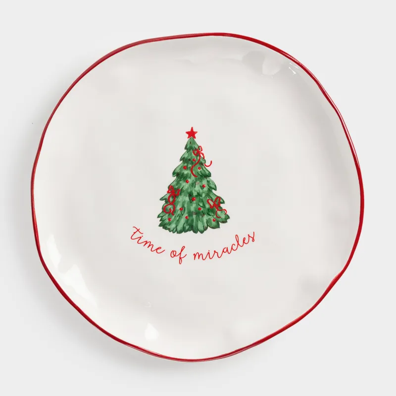Dinner plate, 26 cm, ceramic, Christmas tree with bows, Christmas tree