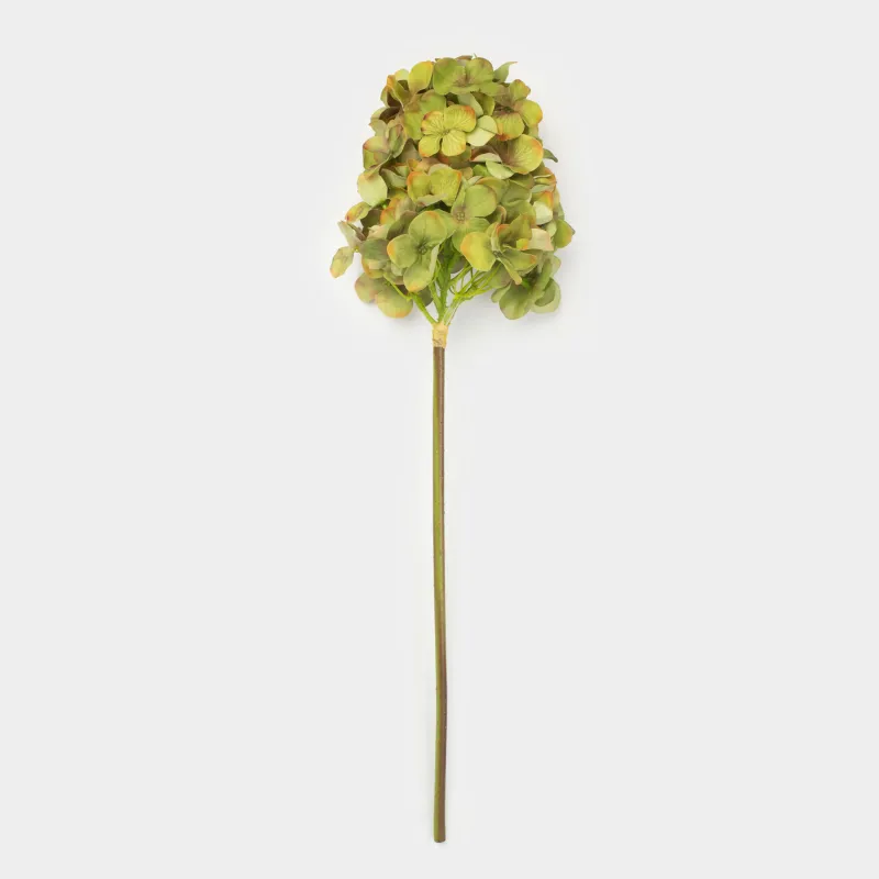 Decorative branch, 56 cm, polyester / metal, Green hydrangea, Flower garden