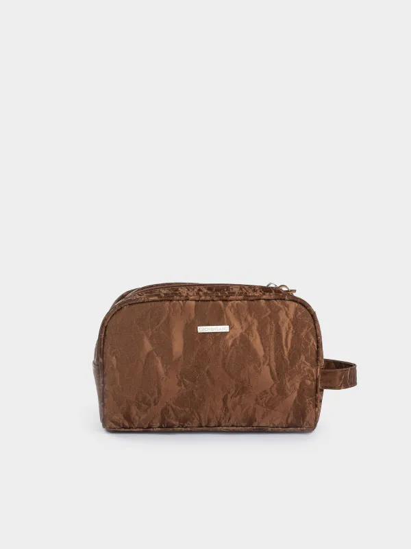 Cosmetic bag, 23х16 cm, polyurethane, brown, Krush, image-0