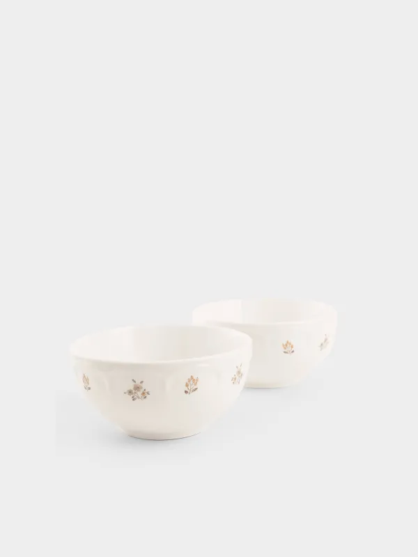 Bowl, 14x7 cm, 2 pcs, porcelain N, white, Vintage flowers, La flore, image-1
