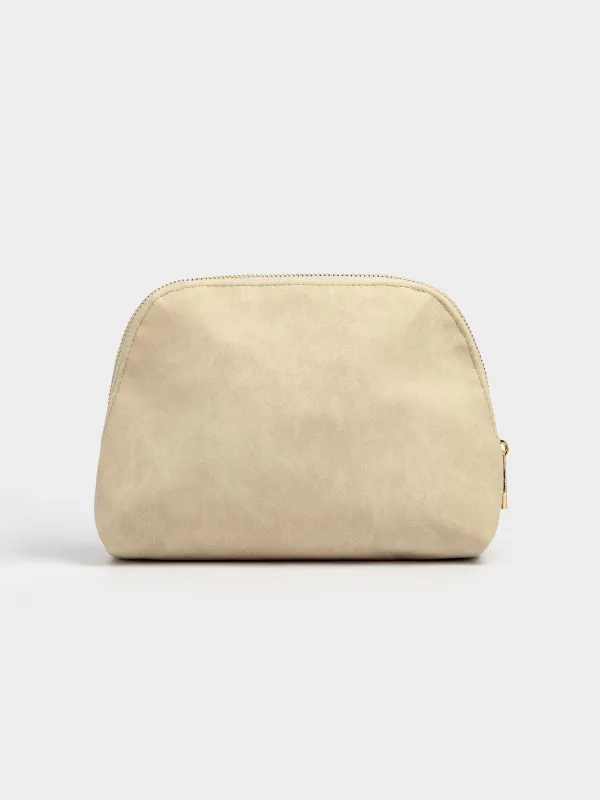 Makeup bag, 22x17 cm, polyurethane, beige, Krast, image-0