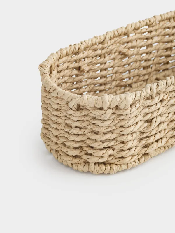 Cutlery basket, 25x10 cm, braided, cellulose, Oval, Braided, image-5