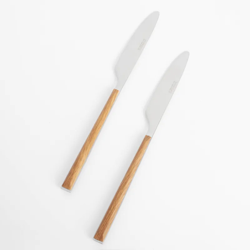 Table knife, 2 pcs, steel/plastic, brown, Prague, image-1