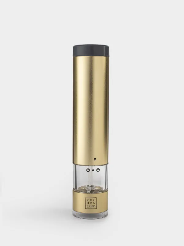 Spice mill, 22 cm, Electric, metal / plastic, LED W, Golden, Piquant, image-0