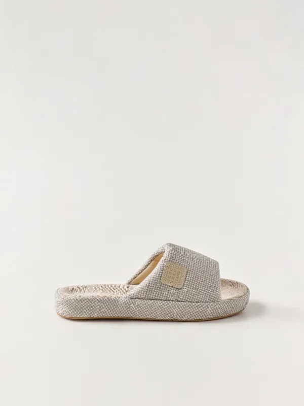 Women's slippers, homewear, size 36-37, polyester, light gray, Serious, image-0