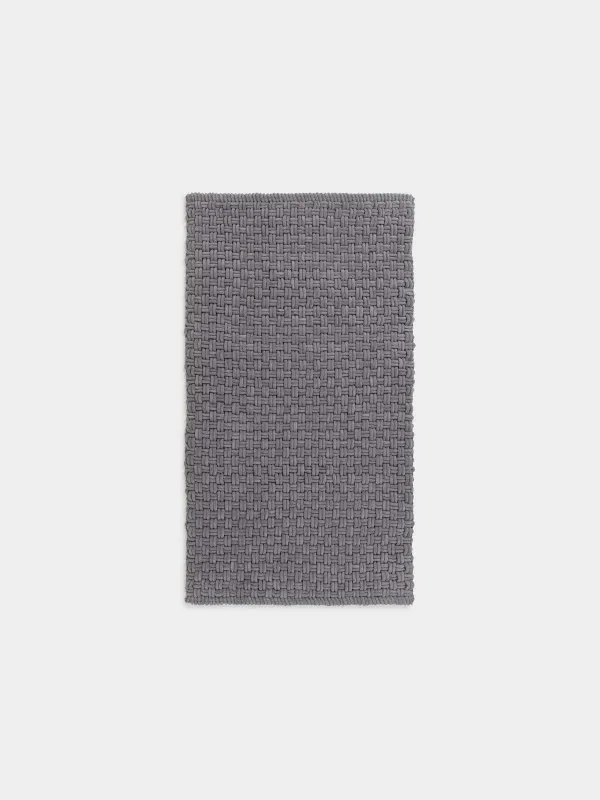 Mat, 60x110 cm, anti-slip, microfiber/cotton, dark grey, Grid, Cozy, image-0