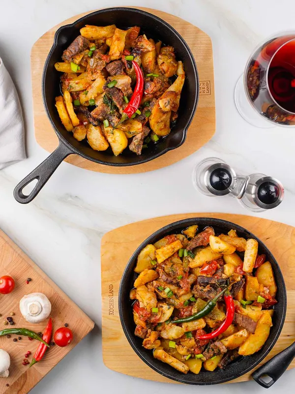 Frying Pan with base, 20 cm, cast iron/wood, round, black, Authentic, image-12