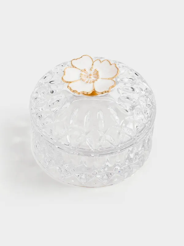 Storage container, 10x8 cm, ml, glass R / metal, Flower, Naiad, image-1