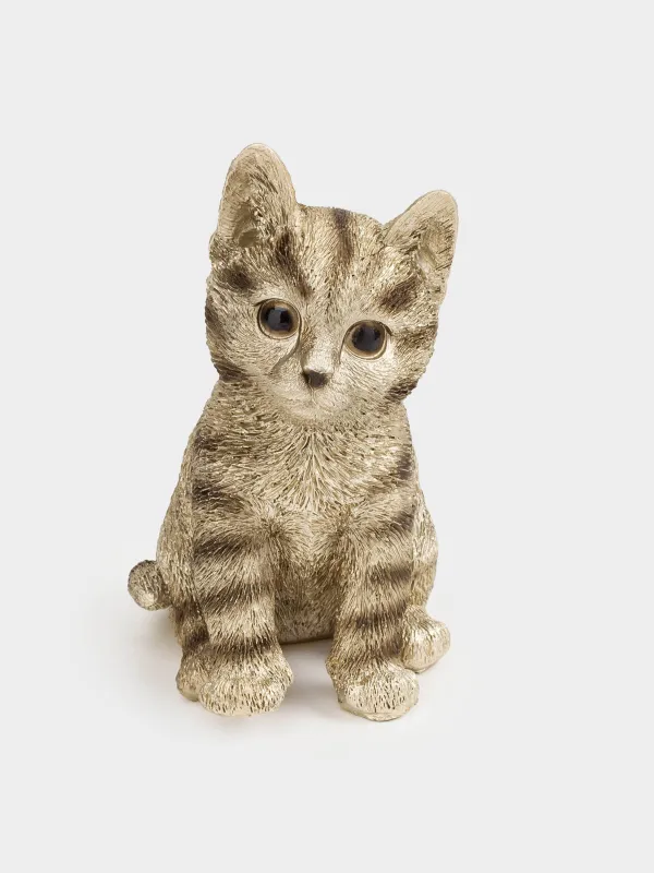 Statuette, 11 cm, polyresin, Champagne, Kitten sitting, Cat, image-1