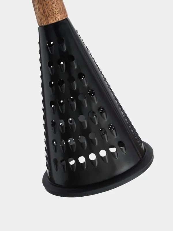 Grater, 25 cm, steel / wood, round, Black, Black style, image-1