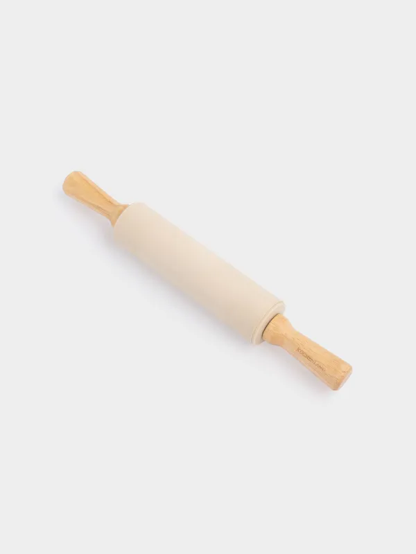 Rolling pin, 38 cm, silicone / wood, beige, Bakery, image-2