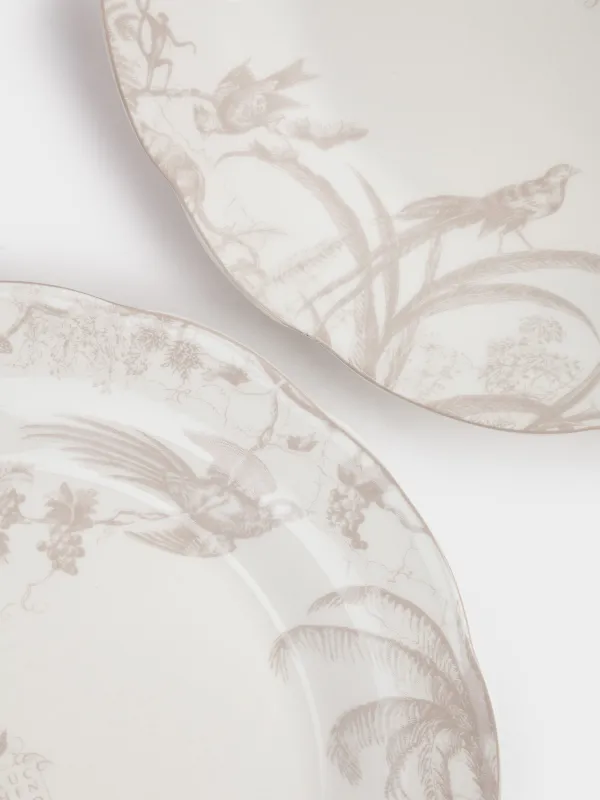 Dinner plate, 27 cm, 2 pcs, porcelain P, white and beige, Jungle, Tropical, image-6