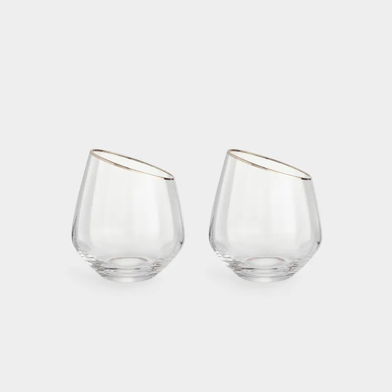 Glass, 11 cm, 350 ml, 2 pcs, glass, with golden edging, Charm R gold