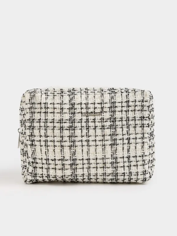 Makeup bag, 26x19 cm, Tweed, milky, Wenal, image-0