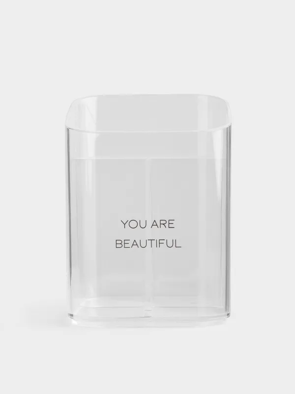 Organizer for cosmetics, 8x11 cm, 3 compartments, plastic, Basic font, image-0