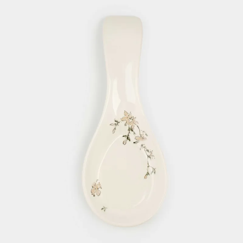Spoon stand, 25 cm, ceramic, milky, Flowers, Florin