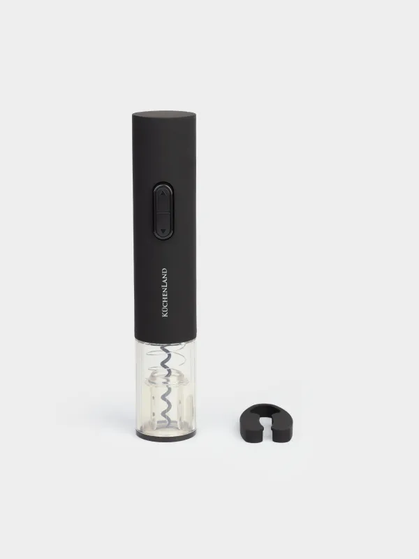 Electrical bottle opener, 25 cm, with foil cutter, Plastic, black, Bar, image-1