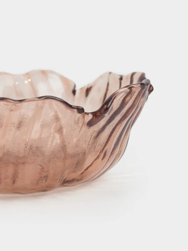Salad bowl, 15x6 cm, 300 ml, glass, brown, Flower, Sahara, image-3