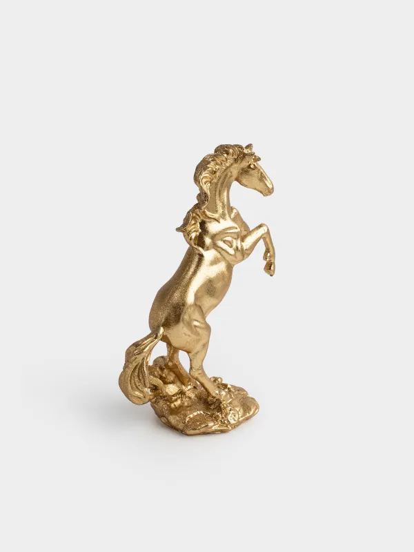 Statuette, 17 cm, polyresin, golden, Horse, Horse gold, image-3