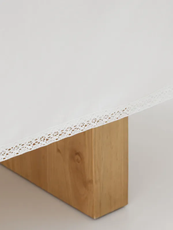 Tablecloth, 160x160 cm, with PU coating, polyester/viscose/linen, white, Lace, Comely lace, image-5
