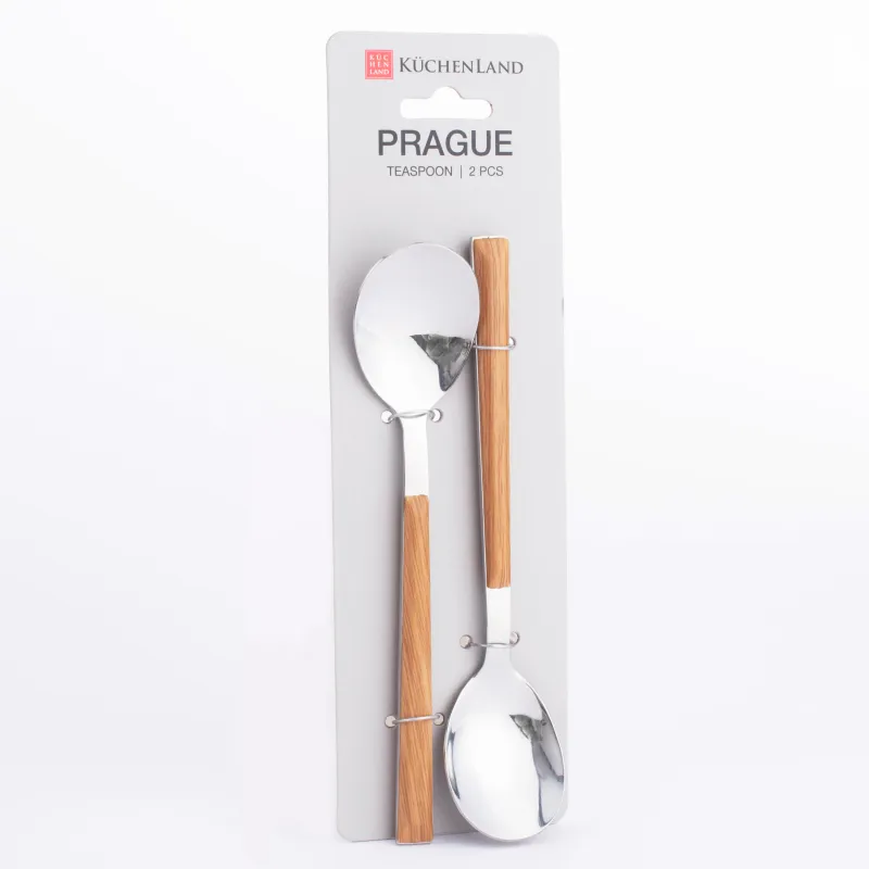 Tea spoon, 2 pcs, steel/plastic, brown, Prague, image-4