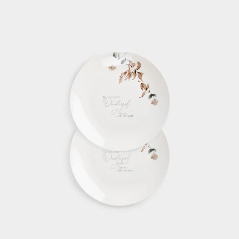 Snack plate, 20 cm, 2 pcs, porcelain N, Autumn flowers, Refined floral