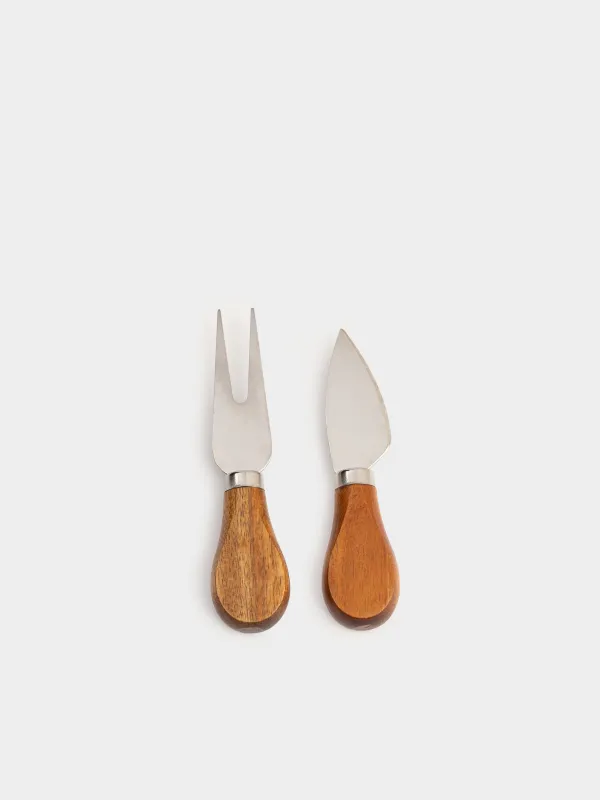 Cheese set, 4 pcs, dish board/bowl, steel / ceramic / wood, Circle, Noble tree, image-3