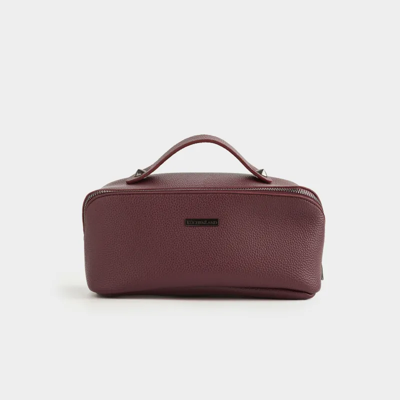 Makeup bag, 24x13 cm, with handle, polyurethane, burgundy, Memo