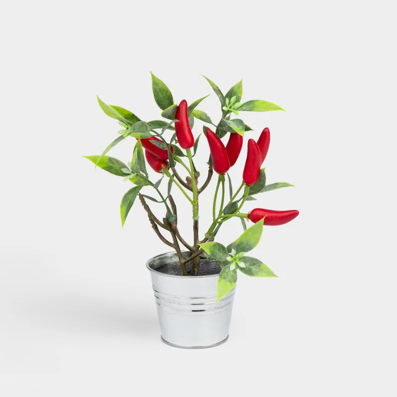 Decorative composition, 20 cm, in a pot, foam/plastic, Red pepper, Vegetable shape