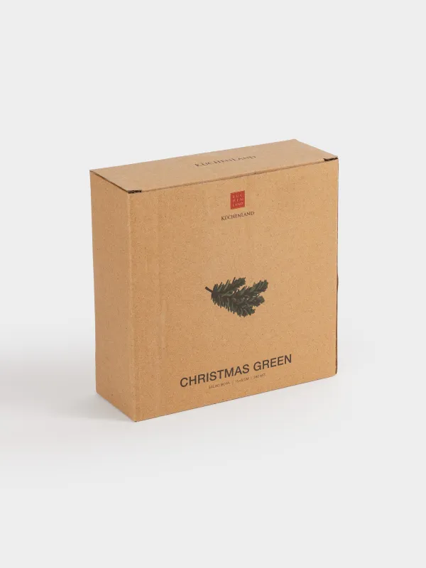 Salad bowl, 15x5 cm, 370 ml, ceramic, Fir branch, Christmas green, image-5