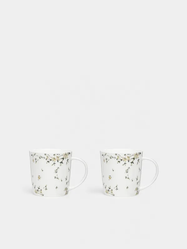 Mug, 450 ml, 2 pcs, porcelain F, white, Flowers, Florin, image-1