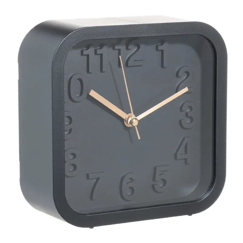 Alarm clock, 13 cm, plastic / glass, square, Black, Dial, image-1