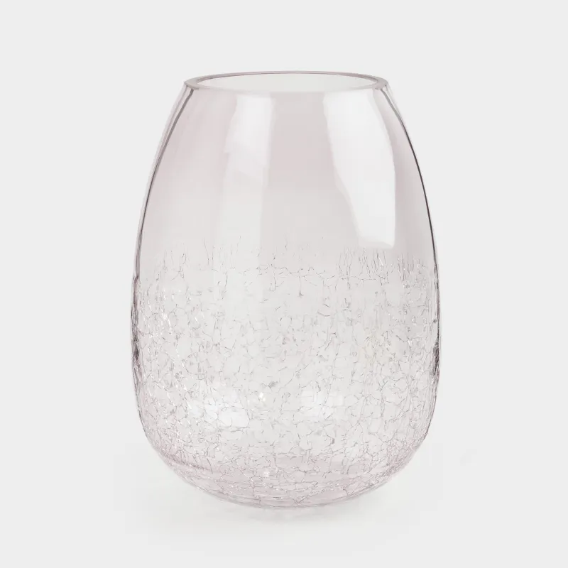 Flower vase, 25 cm, glass, purple, Craquelure, Ice