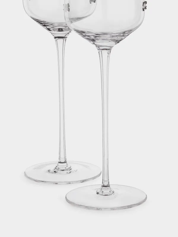 Drinking glass, 300 ml, 2 pcs, crystal glass, with silver edging, Ferentino, image-3