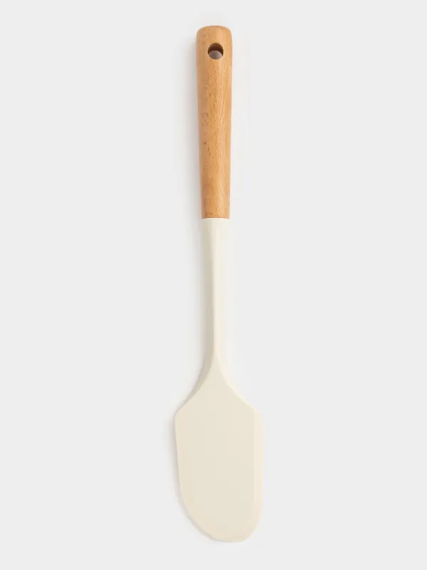 Spatula, 31 cm, silicone/wood, milky, Legerity, image-1