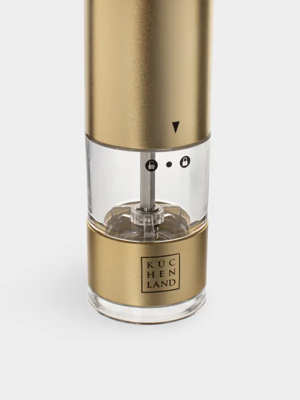 Spice mill, 22 cm, Electric, metal / plastic, LED W, Golden, Piquant, image-3