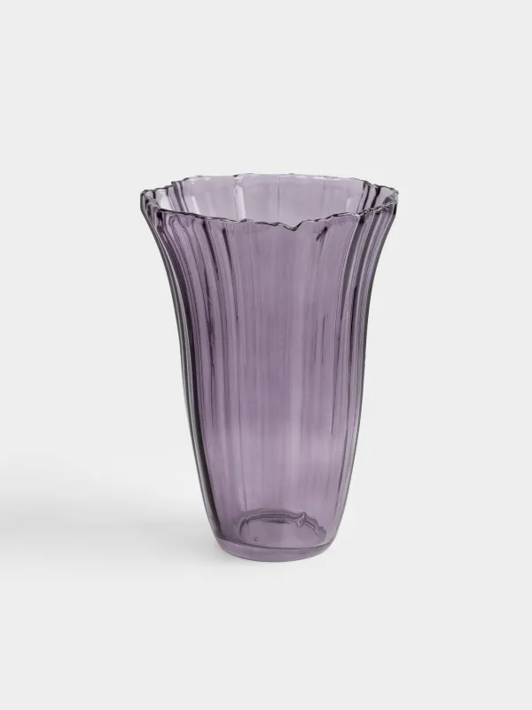 Flower vase, 25 cm, glass, purple, Ribedic, image-0