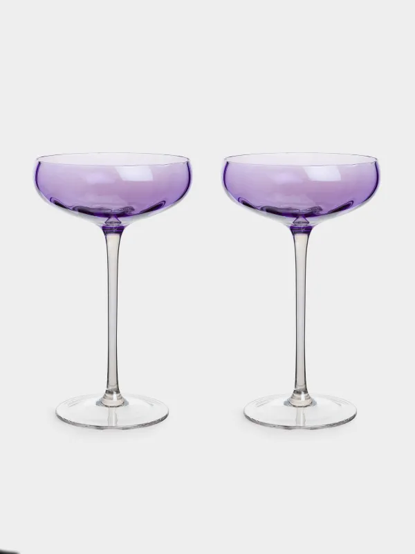 Champagne creamer glass, 220 ml, 2 pcs, glass, purple, Filo color, image-0