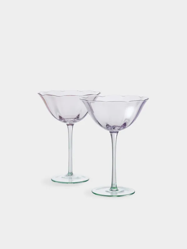 Drinking glass, 290 ml, 2 pcs, glass, purple-green, Flevertino, image-1