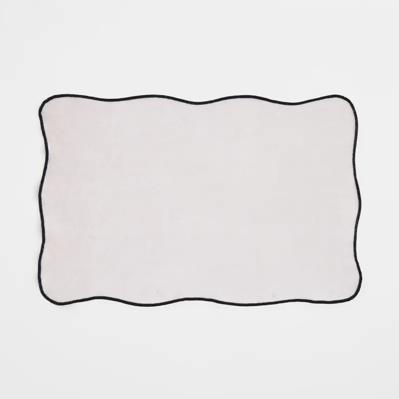 Placemat, 30x45 cm, chenille, curly, milky, Black edging, Chenill framed